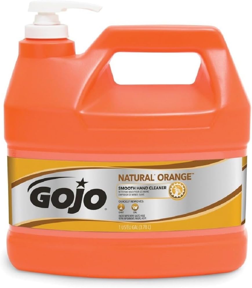 Gojo Natural Orange Smooth Hand Cleaner - Citrus Scent - 1 gal - Pump Bottle Dispenser - Soil Remover, Dirt Remover