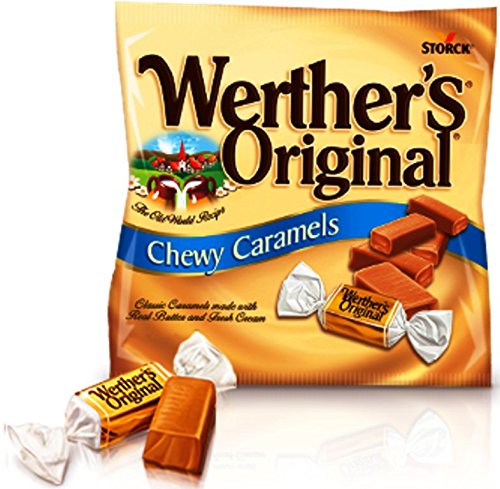 Werther's Original Chewy Caramel Candies - Individually Wrapped Soft & Chewy Candy Pieces, Sweets for Parties or Holidays - 2.4 oz Bags (Pack of 4)