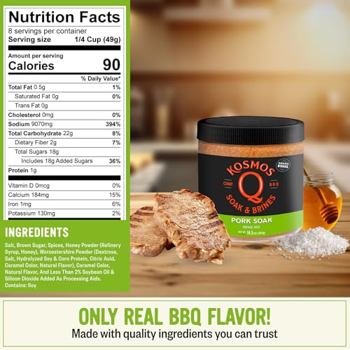 Kosmos Q Chicken Brine Soak, Brown Sugar & Worcestershire Spice Mix For Whole Bird, Breasts, Tenderloins, Grilling, Roasting, Smoking, Locks In Moisture, Savory Flavor, Easy Mix Directions, 16 Oz Bag