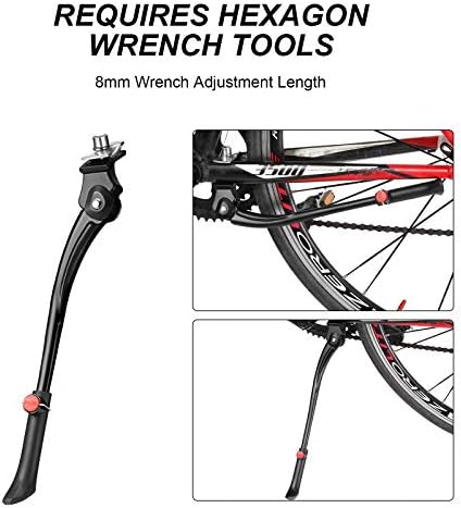 Boao Cycling Side Kickstand Adjustable Bicycle Support Stand Aluminum Alloy Bike Support Stand with 8 mm Hexagon Wrench for 24, 26