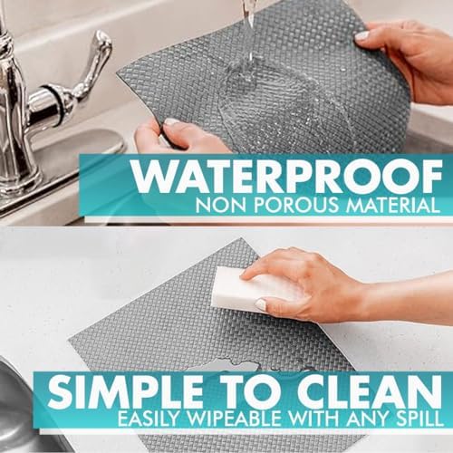 Shelf Liner, Drawer Liner & Kitchen Cabinet Liner – Thick Waterproof Rubber Refrigerator Liners, Fridge Mat, Wire Shelf Cover for Dresser, Pantry