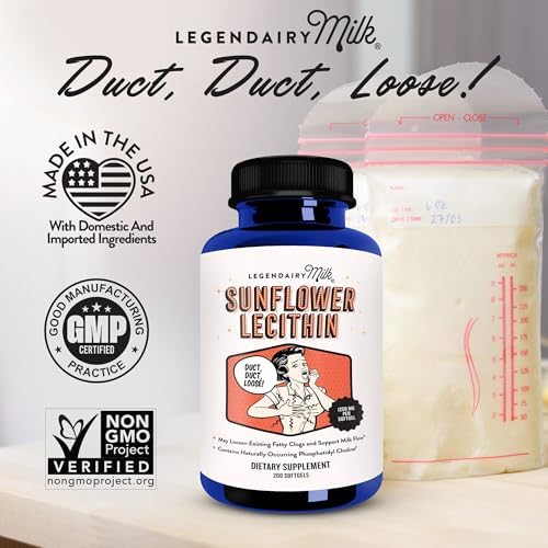 Legendairy Milk Sunflower Lecithin 1200mg, Lactation Support, Sunflower Lecithin Supplement for Clogged Milk Ducts, Made in USA