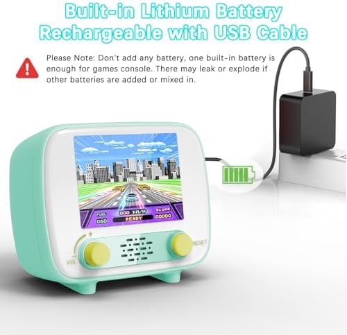 Mini Arcade Machine, Built in 156 Classic Retro Games, 2.8 Inch Screen | 156 Classic 16-Bit Video Games, Handheld Game Console, Rechargeable Battery, Support for TV Output, Birthday Present for kids