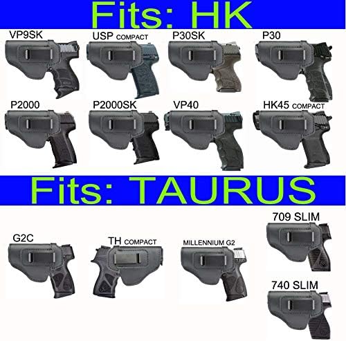 IWB Leather Holster for Inside Waistband Concealed Carry Fits:S&W M&P Shield-Glock19 26 29 30 32 43-Beretta Px4-RUGER EC9s-SIG-HK-Taurus-XDS or Similar Sized Handguns