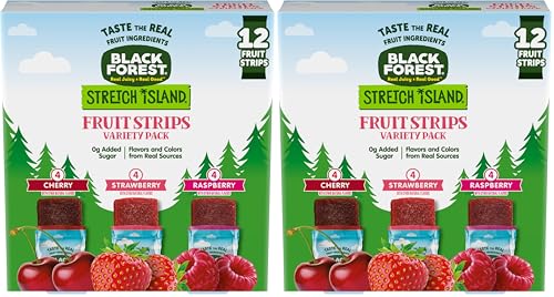 Black Forest, Stretch Island, Fruit Strips, Cherry, Apple, Raspberry, Grape, Strawberry, and Apricot, Zero Grams Added Sugar Non-GMO, 48 ct