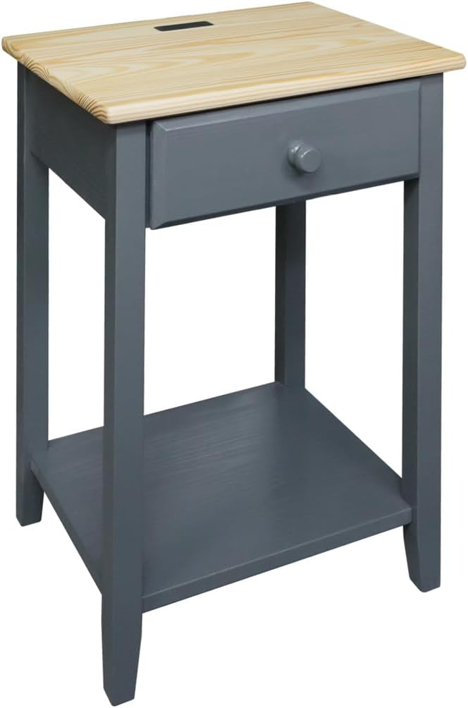Casual Home Owl Night Stand with USB Port Charging Station and Drawer, 17.5"W x 14.25"D x 24.5"H, Espresso