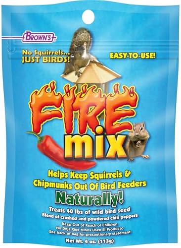 Brown's Fire Mix Squirrel Deterrent for Wild Bird Seed, Natural Chipmunk & Squirrel Repellent Powder for Bird Feeders, Treats Up to 40 lbs. Seed