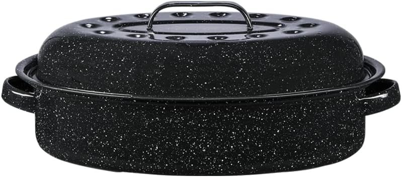 Granite Ware 13" Oval Roaster with Lid – Enameled Steel, Oven Safe to 932°F – Ideal for Roasting, Baking & Sourdough Bread – Self-Basting Cover, Dishwasher Safe, 7 lb Capacity | Oval Roaster Capacity, Roasts Up To 7 Lb Poultry Or Meat, Covered Cooking fo…
