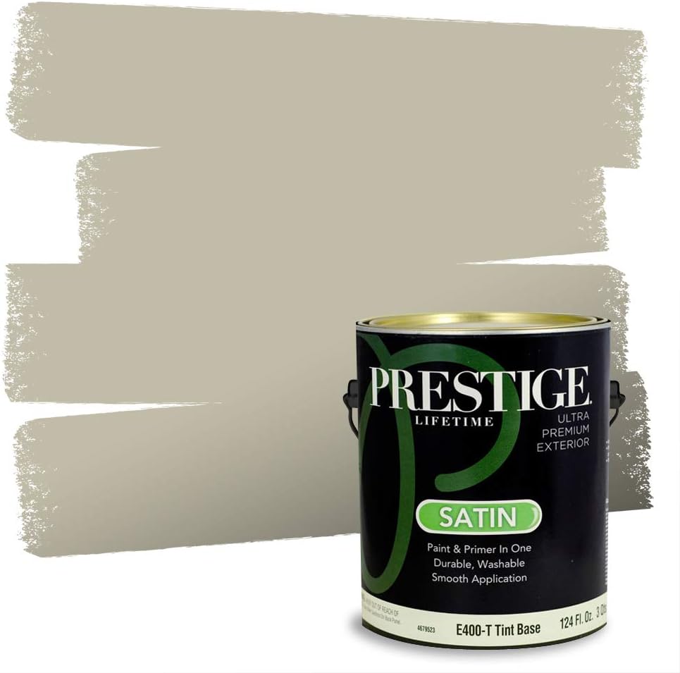 PRESTIGE Paints Exterior Paint and Primer In One, 1-Gallon, Satin, Comparable Match of Sherwin Williams* Ripe Olive*