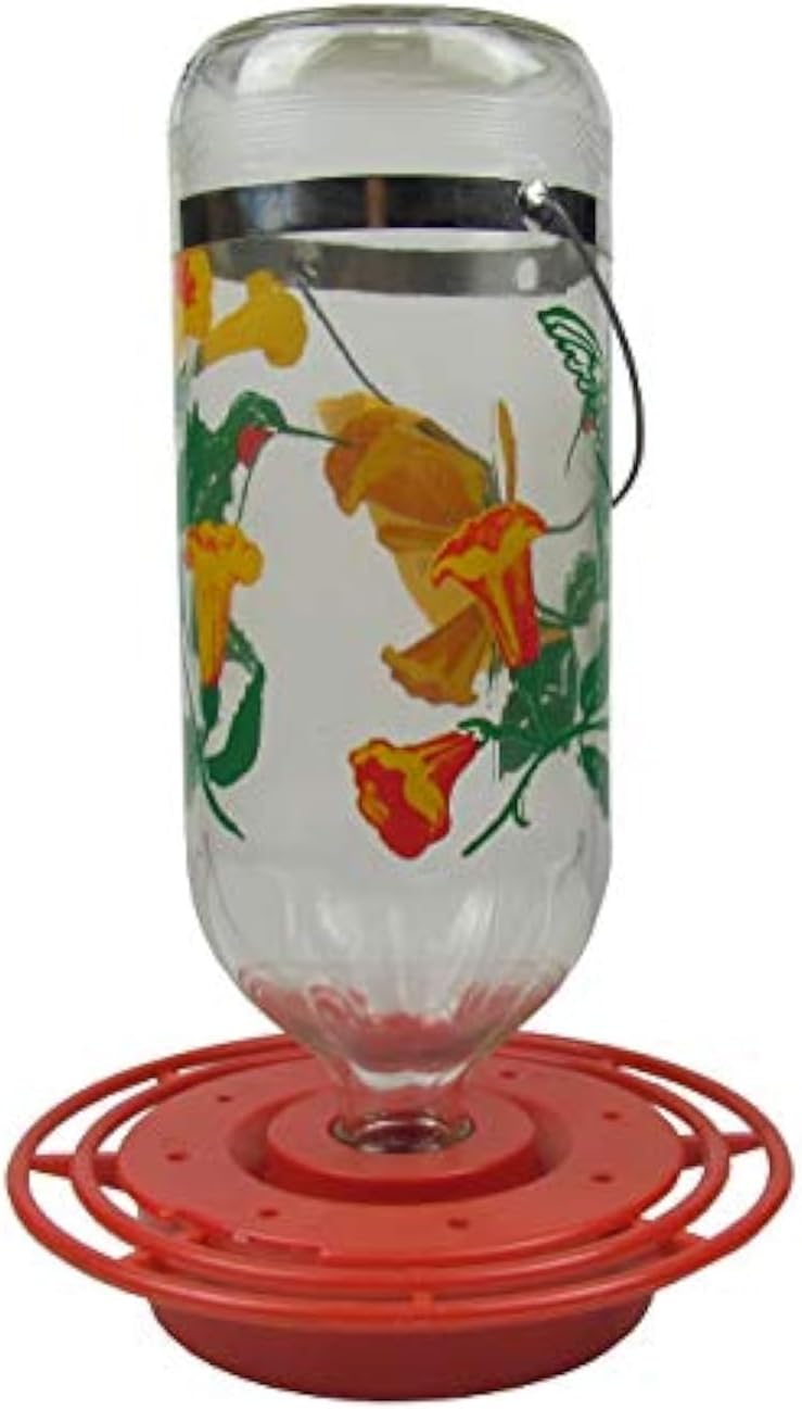 Original Best-1 Flowers Hummingbird Feeder 32 Ounce Glass Bottle, Plastic Base