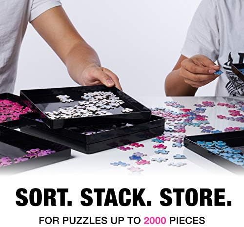 Tidyboss 8 Puzzle Sorting Trays with Lid 8" x 8" - Portable Jigsaw Puzzle Accessories White Background Makes Pieces Stand Out to Better Sort Patterns