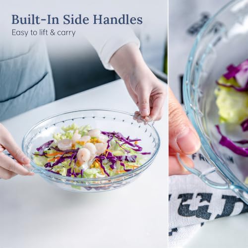Kingrol 3 Pack Glass Pie Plates with Handles, 9 Inch Pie Baking Dishes