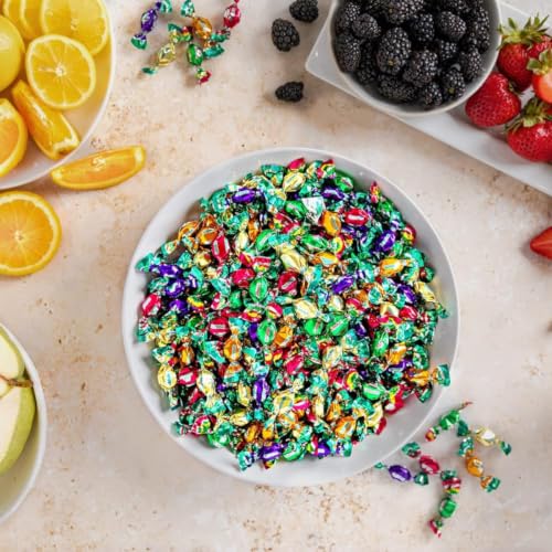 GLITTERATI Fruit & Berry Medley Italian Mini Hard Candies, Individually Wrapped Gourmet Candy, Natural Fruit Flavors, Vegan, Gluten Free, Non-GMO, 14 Oz Bag, 400 Count