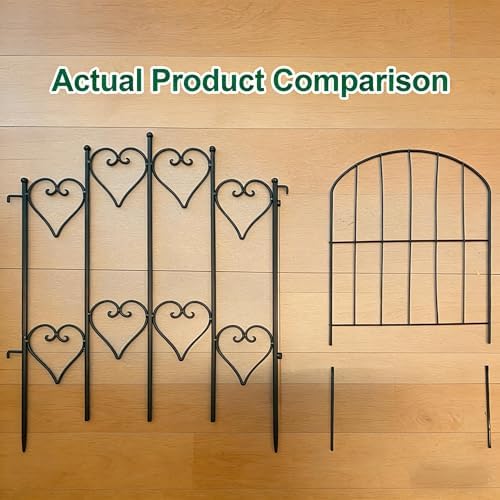 AMAGABELI GARDEN & HOME 5 Panels 32in(H)×10ft(L) Decorative Garden Fences and Borders for Dogs No Dig Rustproof Metal Fence Panels Garden Edging Border Animal Barrier Fencing for Flower Beds Black