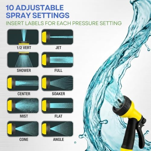 J&B XpandaHose 75ft Expandable Garden Hose, Lightweight, Brass Connectors | Ultra Strong 3750D fabric, 4-layer latex core, expands 3X, kink & leak-resistant, 10-pattern nozzle, storage bag