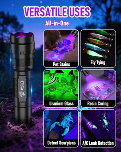ULTRAFIRE 395-405nm UV Flashlight for Resin Curing, Zoomable Black Light