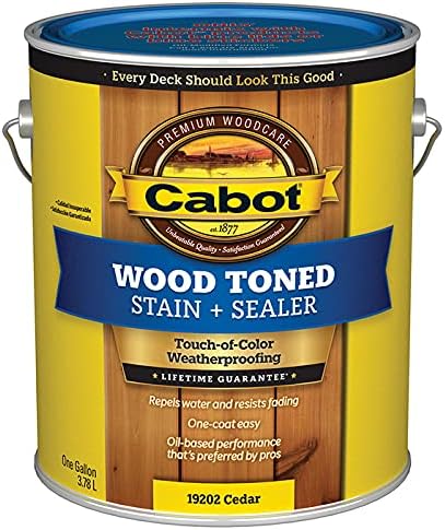 Cabot Wood Toned Stain + Sealer, Low VOC Exterior Natural Wood Stain, Cedar, Gallon