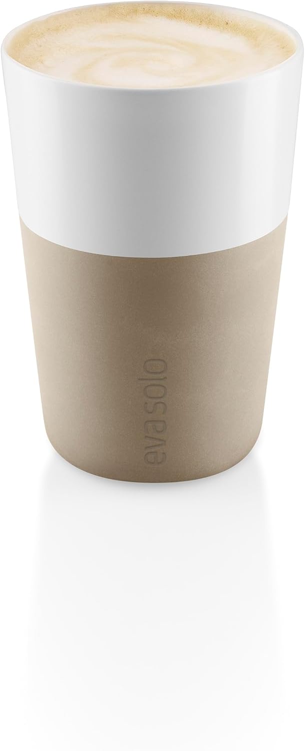 Eva Solo | 2 Lungo Tumbler Mugs | 8 oz Porcelain Coffee Cup Tumblers with Silicone-coated Grip | Danish Design, Functionality & Quality | Black