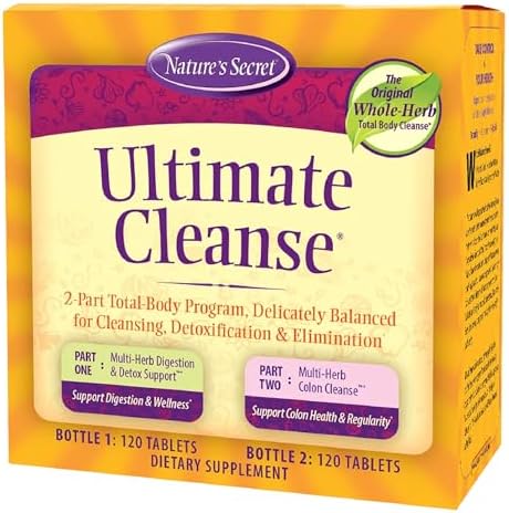 Nature's Secret Ultimate Cleanse 2-Part Total Body Program 240 Tablets | 2-Part Total Body Program for Balanced Body Cleansing | Detox Support &