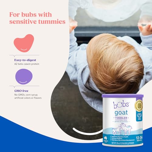 Bubs Whole Goat Milk Infant Formula for 0-12 Months, Non-GMO Milk, 20 oz | Goat Milk-Based Powder with Iron, DHA, ARA, Prebiotics & Essential Nutrients to Support Gentle Digestion