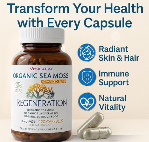 Organic Wildcrafted Sea Moss Capsules, 1476mg, Nova Scotia, 120ct