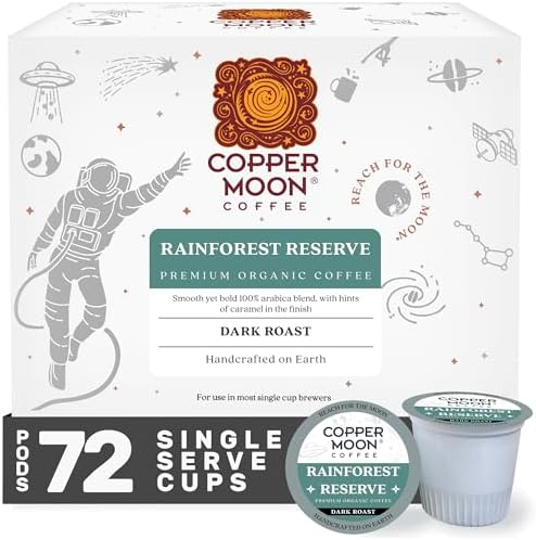 Copper Moon K-Cup Coffee Pods, Medium Roast, Costa Rican Blend, 80 Count | Single Serve, Vegan, Allergen Free, Non-GMO, Kosher, Small Batch Roasted, Vegetarian, Compatible with Keurig K Cup Brewers