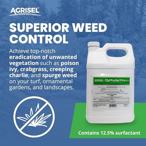 Agrisel GlyPhoSel Pro Weed Killer, Easy Mixing, Pet Safe, 128 Ounces | Tackles Hard-to-Kill Weeds, Low-Odor