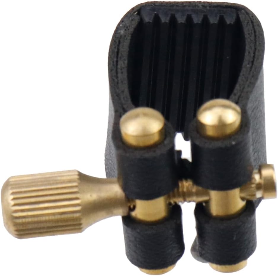 Soprano Saxophone Ligature Black Leather Ligature Fastener | Adjustable Screw, Sax Mouthpiece Ligature Fastener
