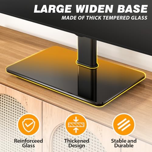 5Rcom Universal Swivel TV Stand for 27-60 inch Curved/Flat Screen TVs, Table Top TV Base Replacement Holds up to 88 lbs
