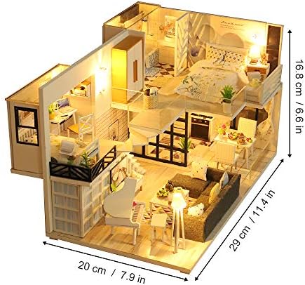 GuDoQi DIY Miniature Dollhouse Kit with Furniture, Tiny House kit 1:24 Scale, Need to Assemble Around 30 Hours