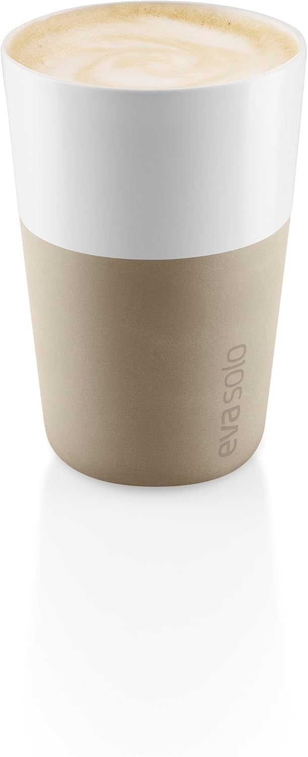 Eva Solo | 2 Lungo Tumbler Mugs | 8 oz Porcelain Coffee Cup Tumblers with Silicone-coated Grip | Danish Design, Functionality & Quality | Black