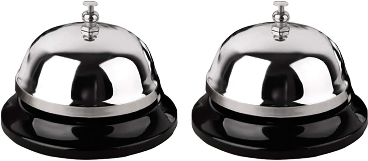 HeeYaa Call Bell 2 Packs 3.3 Inch Diameter with Metal Anti-Rust Construction, Desk Bell for Hotels, Schools, Restaurants, Reception Areas, Hospitals