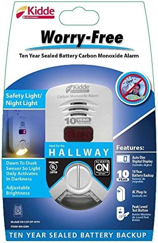 Kidde Carbon Monoxide Detector, AC-Plug-in with Lithium Battery Backup, Digital Display, Escape & Night Light