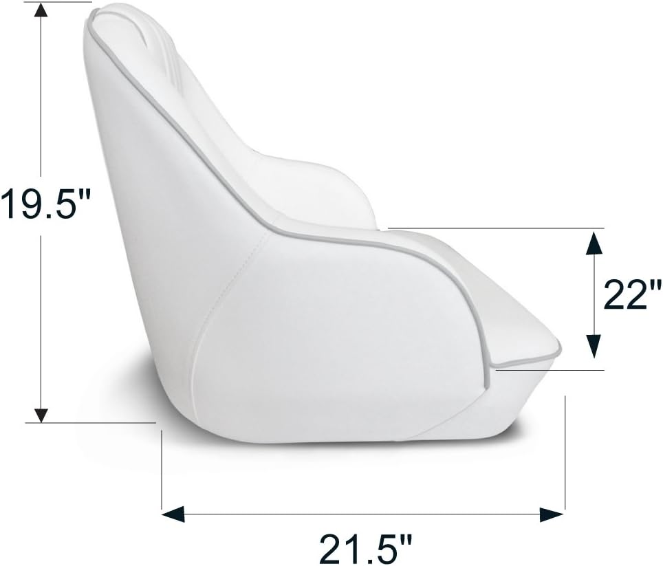 Leader Accessories Pontoon Captains Bucket Seat Boat Seat Boat Chair | Boat Chair with Armrest Ergonomic Design Compression Foam Padding Injection Molded Plastic Frame