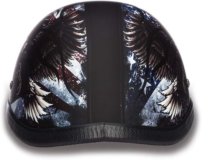 Daytona Helmets Graphics Bicycle Helmets for Men - Novelty Half Helmet with Breathable Liner - Retro Skull Cap – Eagle Headgear with Head Wrap