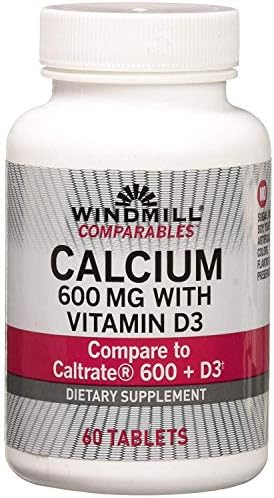 Windmill Calcium As Carbonate with Vitamin D 600 Mg, Tablets 60 Ea
