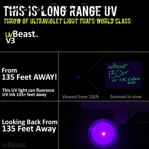 V3 385-395nm Black Light UV Flashlight | High Power Upgraded Triple Broad Band LEDs, For Professional/Commercial Use, USA Stock, Engineered by uvBeast