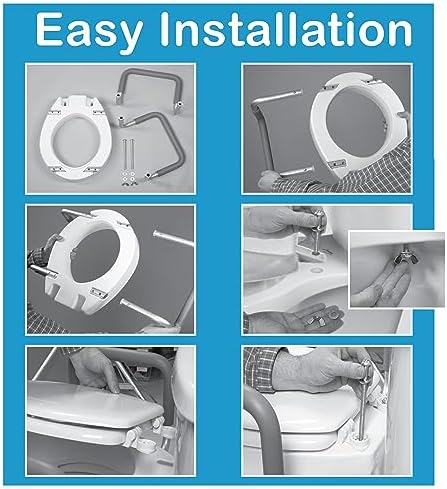 Carex 3.5 Inch Raised Toilet Seat with Arms, Round Toilet Seat Riser, 300 lbs Capacity, Elevating and Raising Seat for Elderly and Handicap, Universal