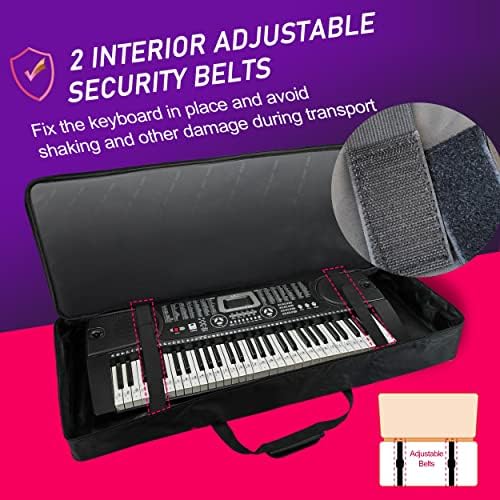Ruibo 61 Key Keyboard Gig Bag Case,Portable Durable Keyboard Piano Waterproof 600D Oxford Cloth with 10mm Cotton Padded Case Gig Bag 40"x16"x6"
