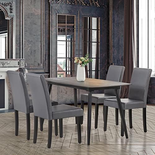 Yaheetech Dining Chairs Set of 8 Upholstered Kitchen Chairs Dark Brown