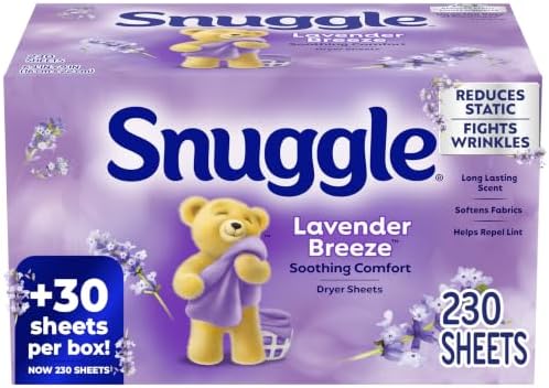 Snuggle Dryer Sheets, Blue Sparkle , 230 Count | Long-Lasting Fresh Scent, Reduces Static and Wrinkles, Repels Pet Hair and Lint, HE Dryer Compatible