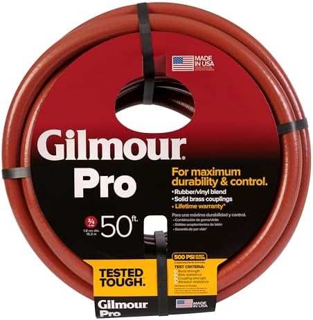 Gilmour Pro Commercial 3/4" x 50' Heavy Duty Water Hose, Durable and Kink Resistant 50 ft Garden Hose | 400 PSI burst strength