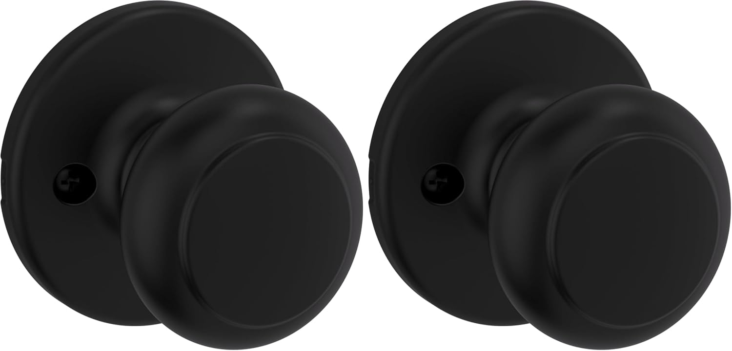 Kwikset Cove Interior Privacy Door Knob with Lock, Door Handle For Bathroom and Bedroom, Satin Nickel Keyless Turn Lock Doorknob, with Microban Protection