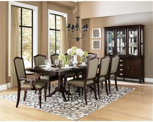 Homelegance Marston Sophisticated Dining Chairs with Serpentine Back with Nail Head Accent (Set of 2), Cherry