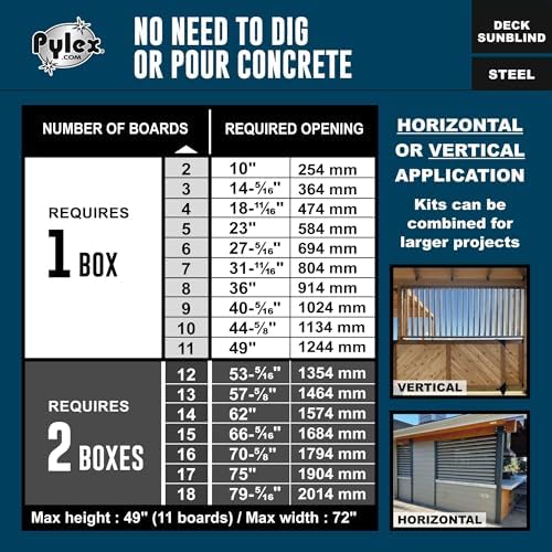 Pylex Deck Sunblind System 11060, Louvers Bracket Shutter Hardware Kit, Up to 11 Boards (48'') - Black Steel Baked Powder Coating Brackets