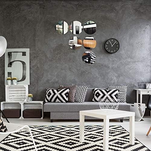 Aneco Acrylic Round Mirrors Non Glass Round Mirror Plate Self Adhesive Mirror Stickers for Home Wall Decor or Wedding Table Centerpiece