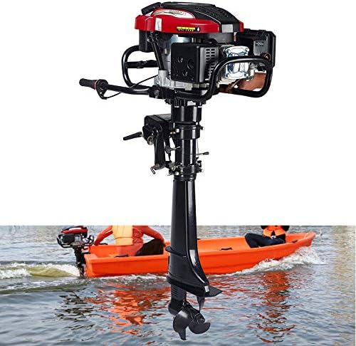 4Stroke 7HP Heavy Duty Outboard Motor Boat Engine Inflatable Fishing boat Air COOLED System Hand Start Tiller Control Long Shaft 20inch