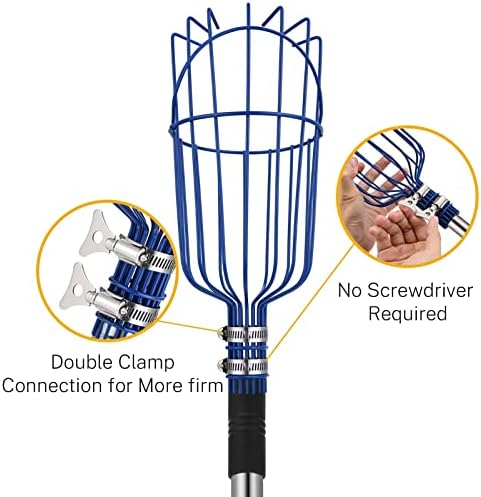 Oak Leaf Fruit Picker Pole with Basket, 13 FT Length Adjustable