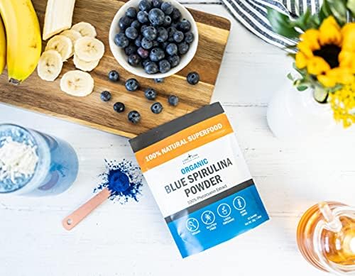 Lone Star Botanicals Organic Blue Spirulina Powder - 100% Pure Blue-Green Algae, No Fishy Smell, Vegan Superfood for Smoothies & Drinks, Non GMO