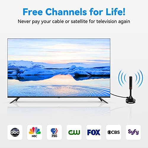 Chaowei 2026 TV Antenna for Smart TV Indoor (16.5ft) Cable | Long Range HD Digital Antenna for Local Channels with Strong Magnetic Base, 360° Reception, Supports 4K 1080P HDTV